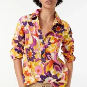J. Crew Collection Classic Popover Womens Size 6 Ratti Curly Floral Cotton Top